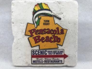 4" PENSACOLA BEACH SIGN COASTER