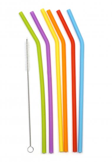 ST/6 10"SILICONE STRAWS W/BRUSH