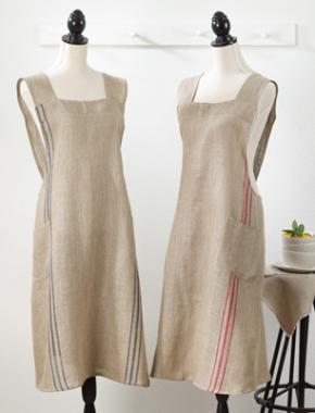 BLUE STRIPE LINEN CROSS BACK