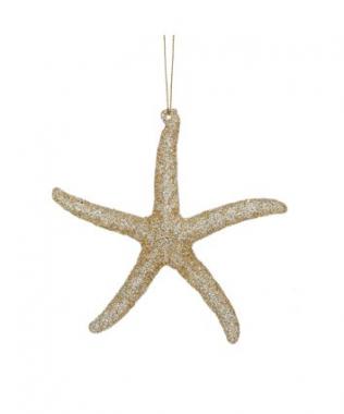 5" GOLD GLITTR STARFISH ORN