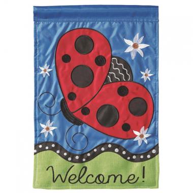 LARGE BURLAP FLAG, LADYBUG