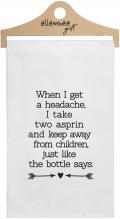 WHITE, HEADACHE TEA TOWEL