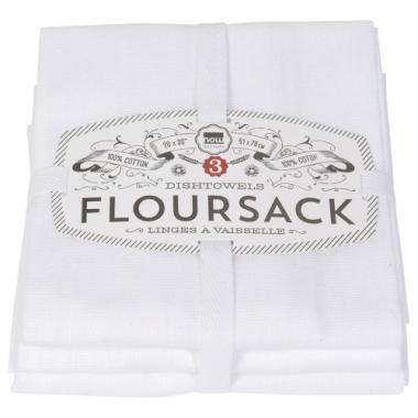 SET/3 WHITE, FLOUR SACK TOWELS