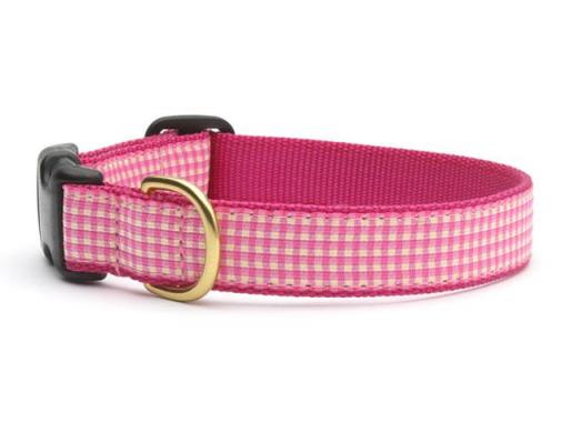 LARGE, PINK GINGHAM DOG COLLAR