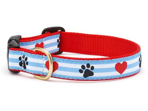 MED. PAWPRINT STRIPE DOG COLLAR
