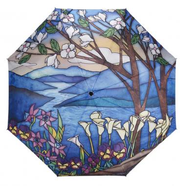 STND GLASS LANDSCAPE FOLDING UMB