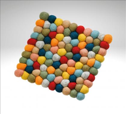 8X8" Sq. Wool Trivet, Colore