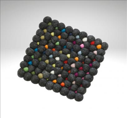 8X8" Sq. Wool Trivet, Nero