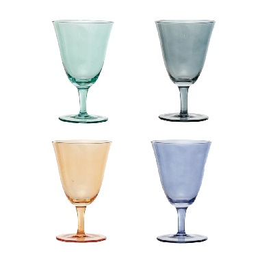 ST/4 ASST. COLORS,8 OZ. WINE GLS