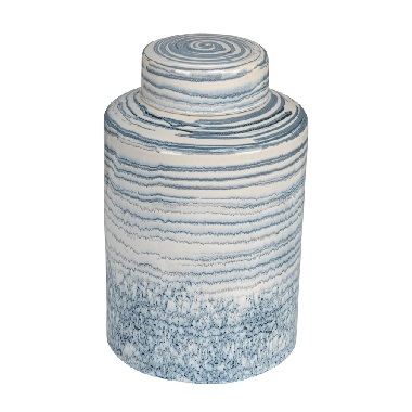 13"H BLUE/WHITE GINGER JAR