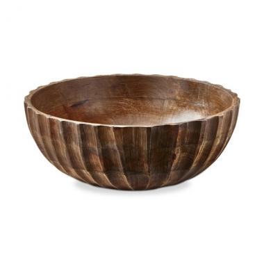 FLUTED WOOD BOWL LARGE