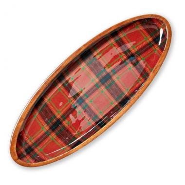 LG. HOLIDAY PLAID WOOD PLATTER