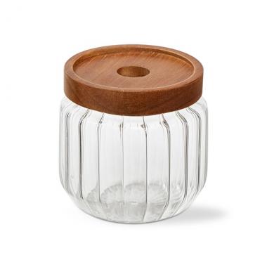 RIBBED GLASS CANISTER SMALL