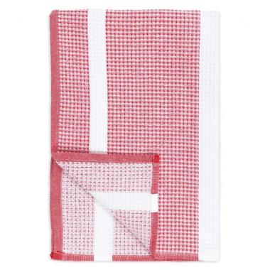 Waffle Stripe Towel-Crimson